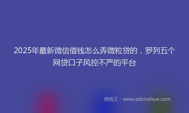 2025年最新微信借钱怎么弄微粒贷的，罗列五个网贷口子风控不严的平台