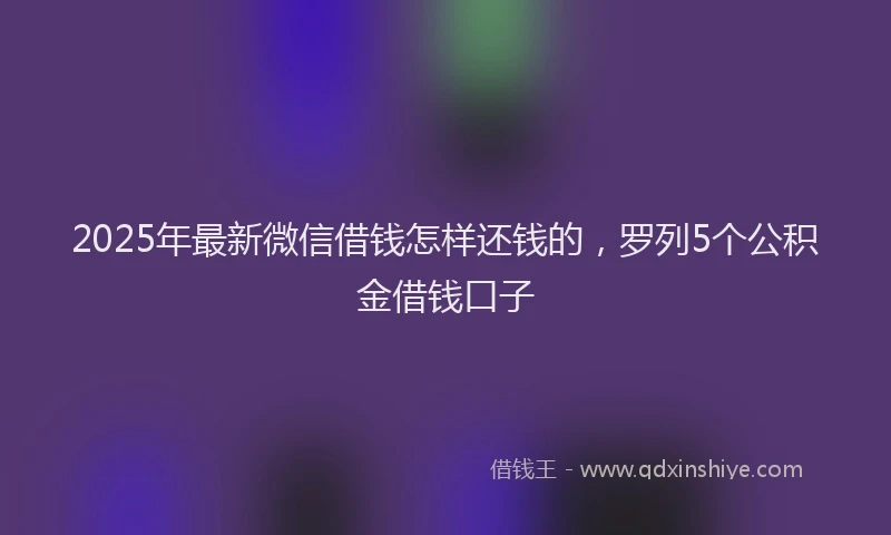 2025年最新微信借钱怎样还钱的，罗列5个公积金借钱口子