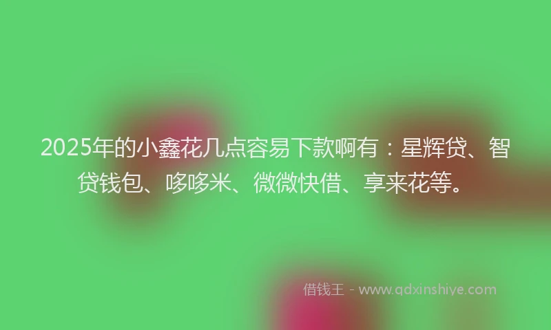 2025年的小鑫花几点容易下款啊有：星辉贷、智贷钱包、哆哆米、微微快借、享来花等。