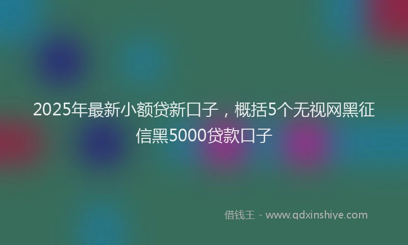 2025年最新小额贷新口子，概括5个无视网黑征信黑5000贷款口子