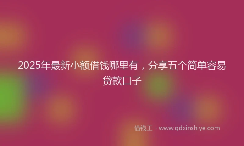 2025年最新小额借钱哪里有，分享五个简单容易贷款口子