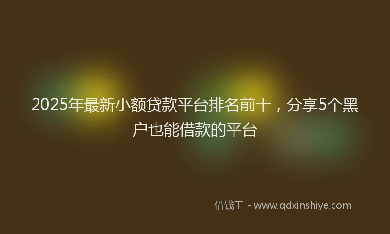 2025年最新小额贷款平台排名前十，分享5个黑户也能借款的平台