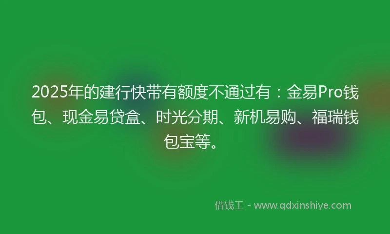 2025年的建行快带有额度不通过有：金易Pro钱包、现金易贷盒、时光分期、新机易购、福瑞钱包宝等。