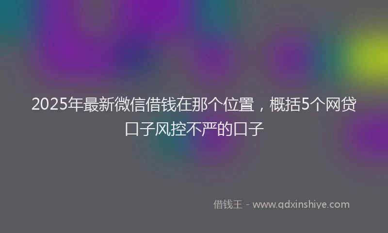 2025年最新微信借钱在那个位置，概括5个网贷口子风控不严的口子
