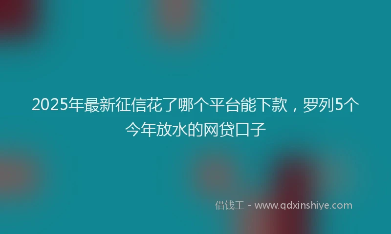 2025年最新征信花了哪个平台能下款，罗列5个今年放水的网贷口子