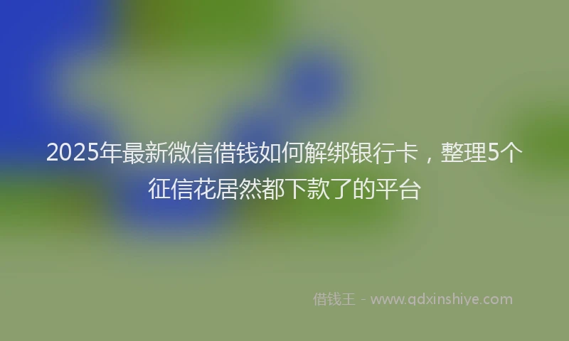 2025年最新微信借钱如何解绑银行卡，整理5个征信花居然都下款了的平台