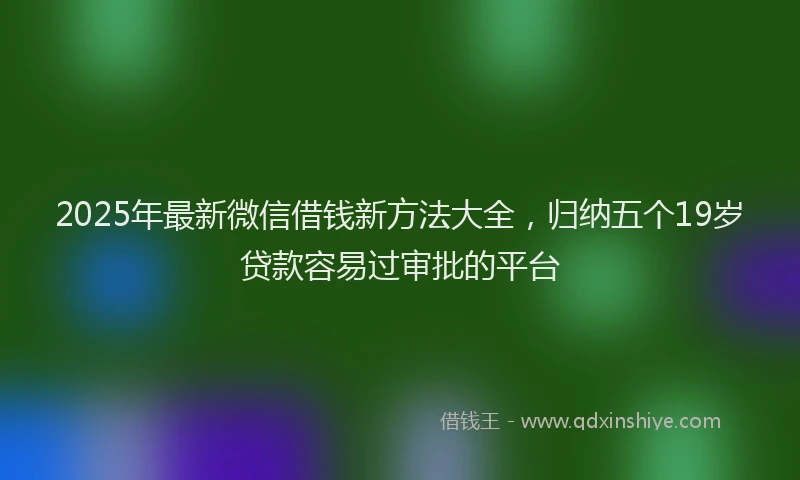 2025年最新微信借钱新方法大全，归纳五个19岁贷款容易过审批的平台