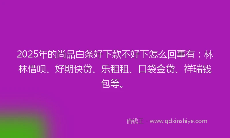 2025年的尚品白条好下款不好下怎么回事有：林林借呗、好期快贷、乐租租、口袋金贷、祥瑞钱包等。