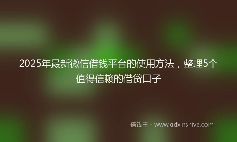 2025年最新微信借钱平台的使用方法，整理5个值得信赖的借贷口子