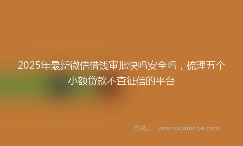 2025年最新微信借钱审批快吗安全吗，梳理五个小额贷款不查征信的平台