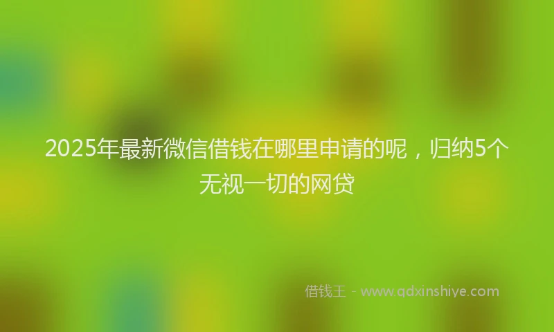 2025年最新微信借钱在哪里申请的呢，归纳5个无视一切的网贷