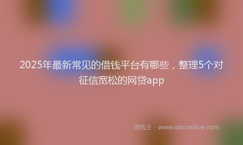 2025年最新常见的借钱平台有哪些，整理5个对征信宽松的网贷app