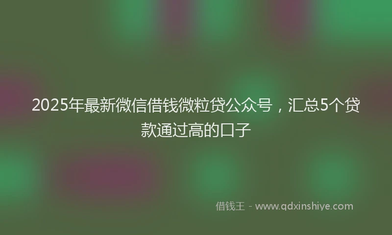 2025年最新微信借钱微粒贷公众号，汇总5个贷款通过高的口子