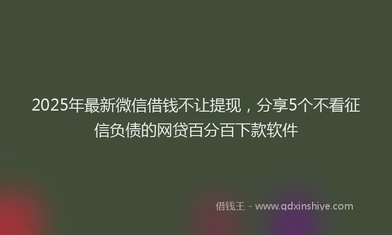 2025年最新微信借钱不让提现，分享5个不看征信负债的网贷百分百下款软件