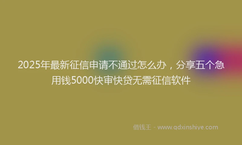 2025年最新征信申请不通过怎么办，分享五个急用钱5000快审快贷无需征信软件