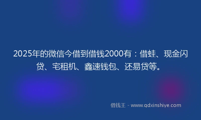 2025年的微信今借到借钱2000有：借蛙、现金闪贷、宅租机、鑫速钱包、还易贷等。