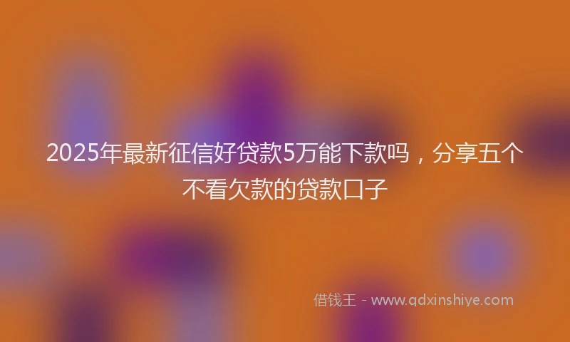 2025年最新征信好贷款5万能下款吗，分享五个不看欠款的贷款口子