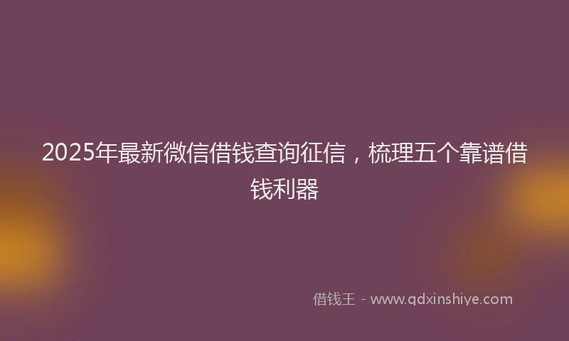 2025年最新微信借钱查询征信，梳理五个靠谱借钱利器
