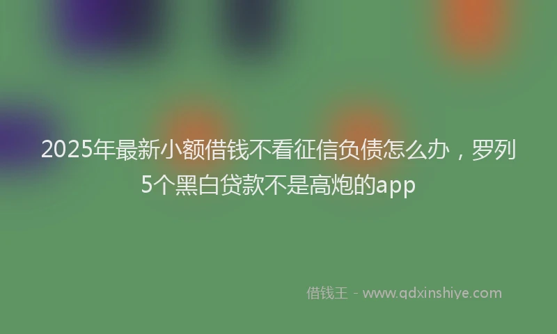 2025年最新小额借钱不看征信负债怎么办，罗列5个黑白贷款不是高炮的app