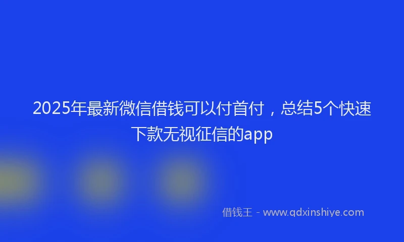 2025年最新微信借钱可以付首付，总结5个快速下款无视征信的app