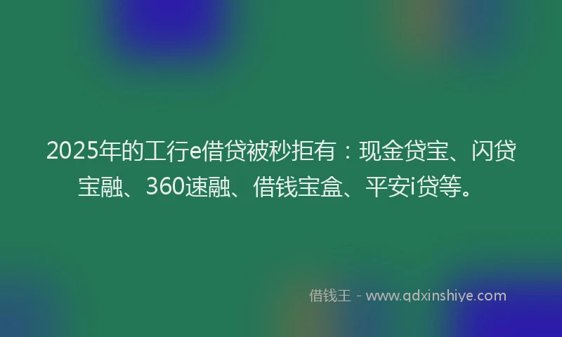 2025年的工行e借贷被秒拒有：现金贷宝、闪贷宝融、360速融、借钱宝盒、平安i贷等。