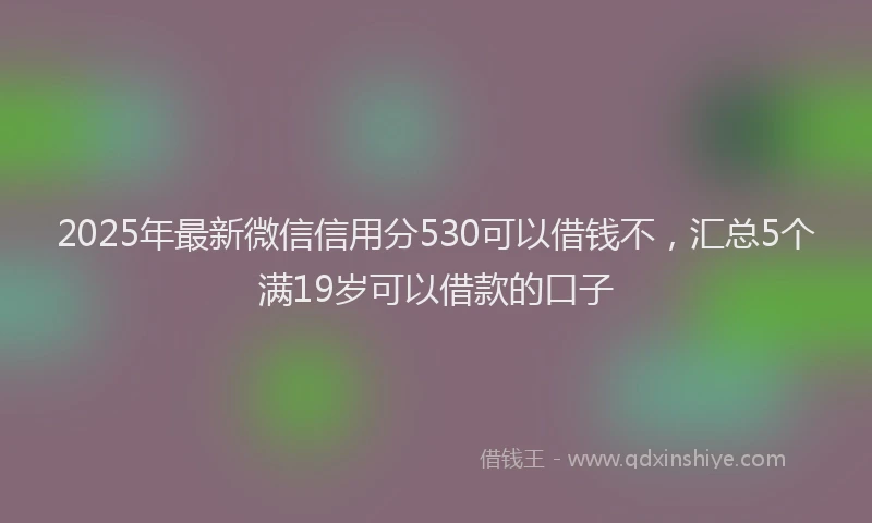 2025年最新微信信用分530可以借钱不，汇总5个满19岁可以借款的口子