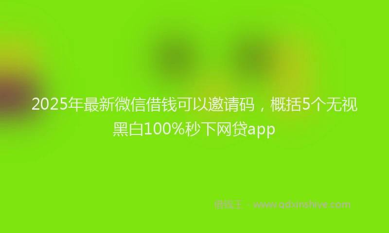 2025年最新微信借钱可以邀请码，概括5个无视黑白100%秒下网贷app