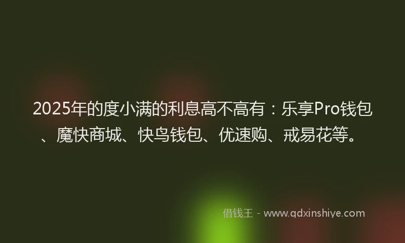 2025年的度小满的利息高不高有：乐享Pro钱包、魔快商城、快鸟钱包、优速购、戒易花等。