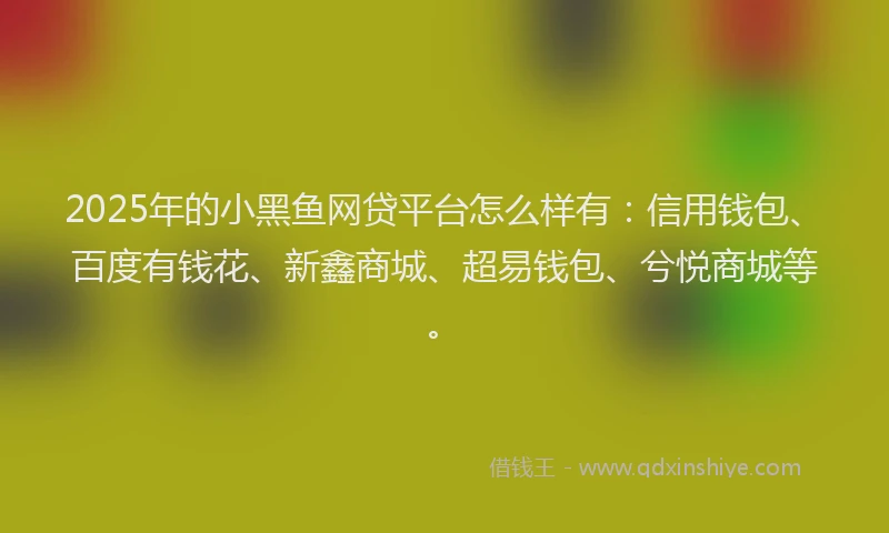 2025年的小黑鱼网贷平台怎么样有：信用钱包、百度有钱花、新鑫商城、超易钱包、兮悦商城等。