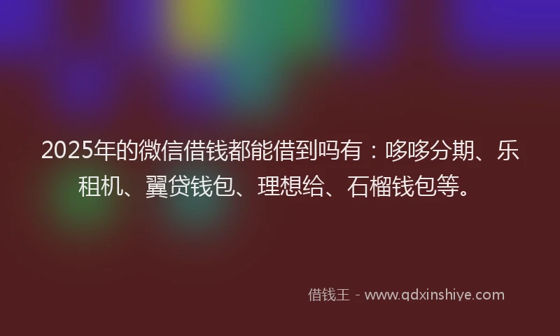 2025年的微信借钱都能借到吗有：哆哆分期、乐租机、翼贷钱包、理想给、石榴钱包等。