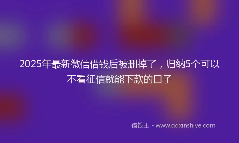 2025年最新微信借钱后被删掉了，归纳5个可以不看征信就能下款的口子