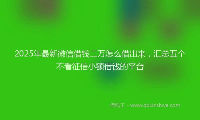 2025年最新微信借钱二万怎么借出来，汇总五个不看征信小额借钱的平台
