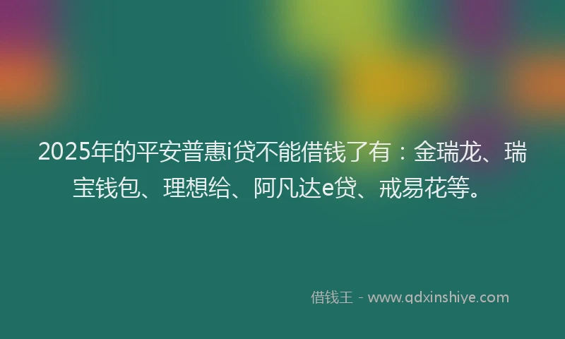 2025年的平安普惠i贷不能借钱了有：金瑞龙、瑞宝钱包、理想给、阿凡达e贷、戒易花等。