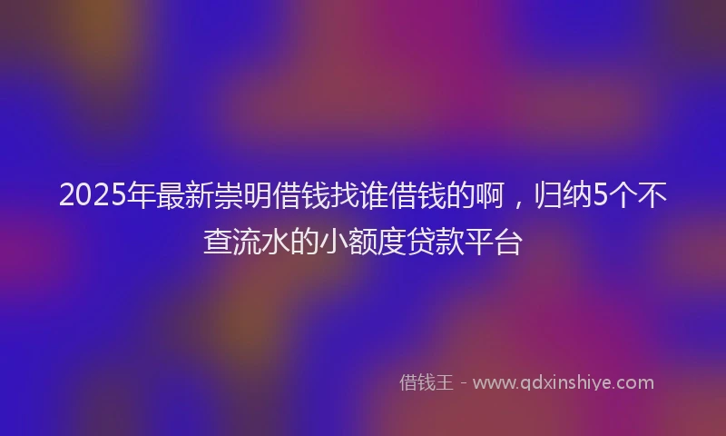 2025年最新崇明借钱找谁借钱的啊，归纳5个不查流水的小额度贷款平台