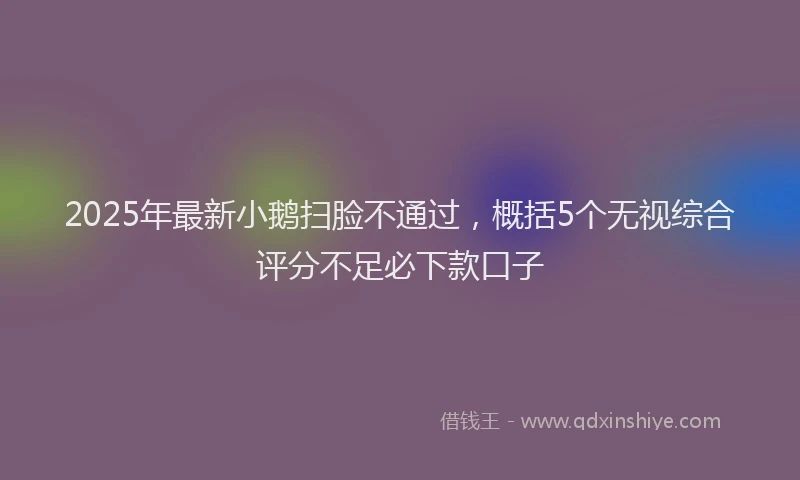 2025年最新小鹅扫脸不通过，概括5个无视综合评分不足必下款口子