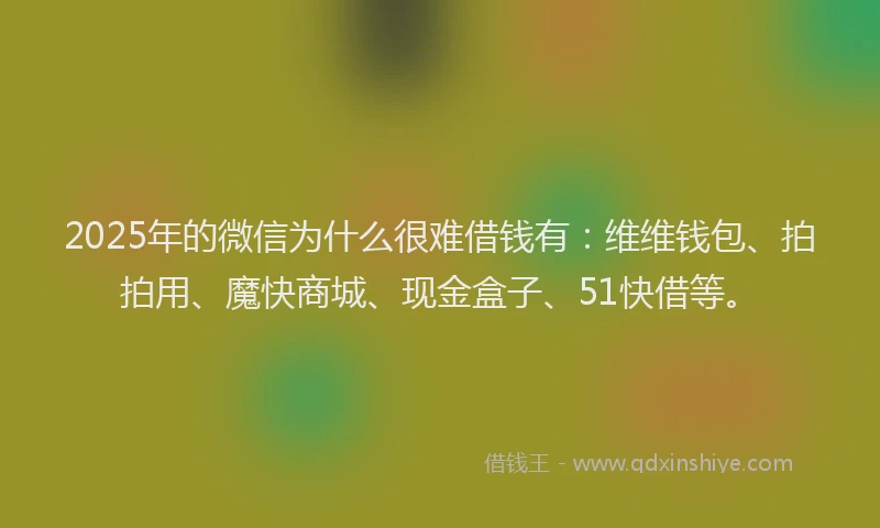 2025年的微信为什么很难借钱有：维维钱包、拍拍用、魔快商城、现金盒子、51快借等。