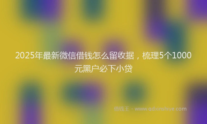 2025年最新微信借钱怎么留收据，梳理5个1000元黑户必下小贷