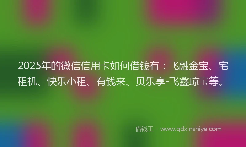 2025年的微信信用卡如何借钱有：飞融金宝、宅租机、快乐小租、有钱来、贝乐享-飞鑫琼宝等。