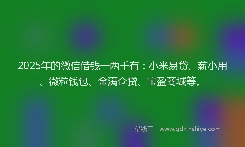 2025年的微信借钱一两千有：小米易贷、薪小用、微粒钱包、金满仓贷、宝盈商城等。