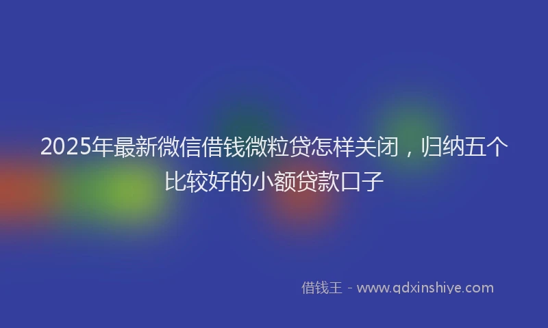 2025年最新微信借钱微粒贷怎样关闭，归纳五个比较好的小额贷款口子