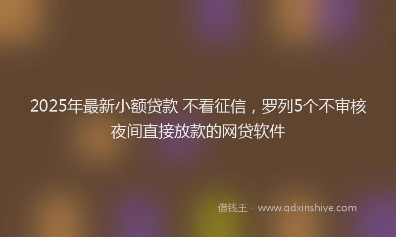 2025年最新小额贷款 不看征信，罗列5个不审核夜间直接放款的网贷软件
