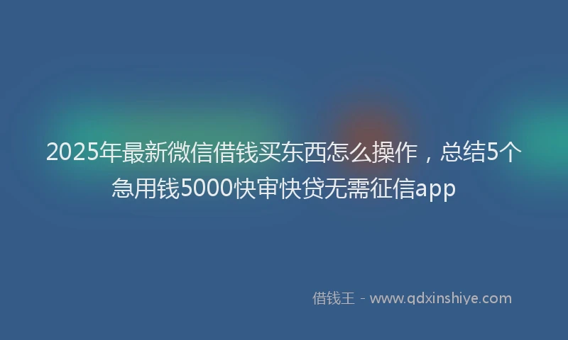 2025年最新微信借钱买东西怎么操作，总结5个急用钱5000快审快贷无需征信app
