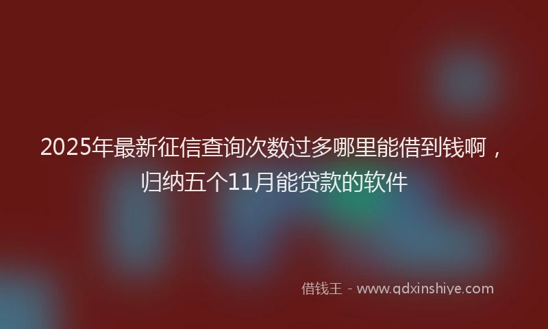 2025年最新征信查询次数过多哪里能借到钱啊，归纳五个11月能贷款的软件