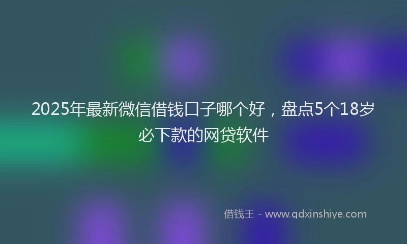 2025年最新微信借钱口子哪个好，盘点5个18岁必下款的网贷软件