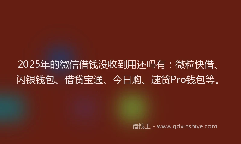 2025年的微信借钱没收到用还吗有：微粒快借、闪银钱包、借贷宝通、今日购、速贷Pro钱包等。