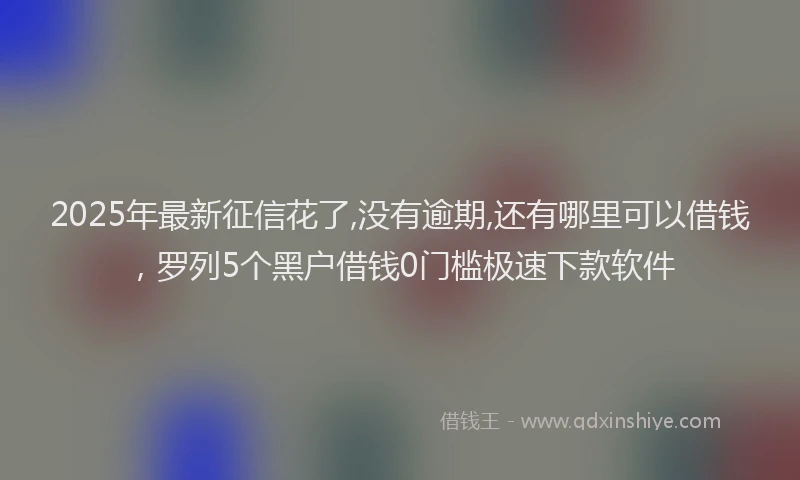 2025年最新征信花了,没有逾期,还有哪里可以借钱，罗列5个黑户借钱0门槛极速下款软件