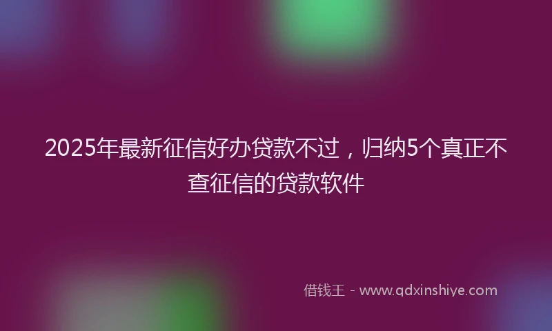 2025年最新征信好办贷款不过，归纳5个真正不查征信的贷款软件