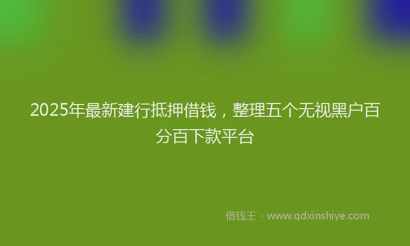 2025年最新建行抵押借钱，整理五个无视黑户百分百下款平台