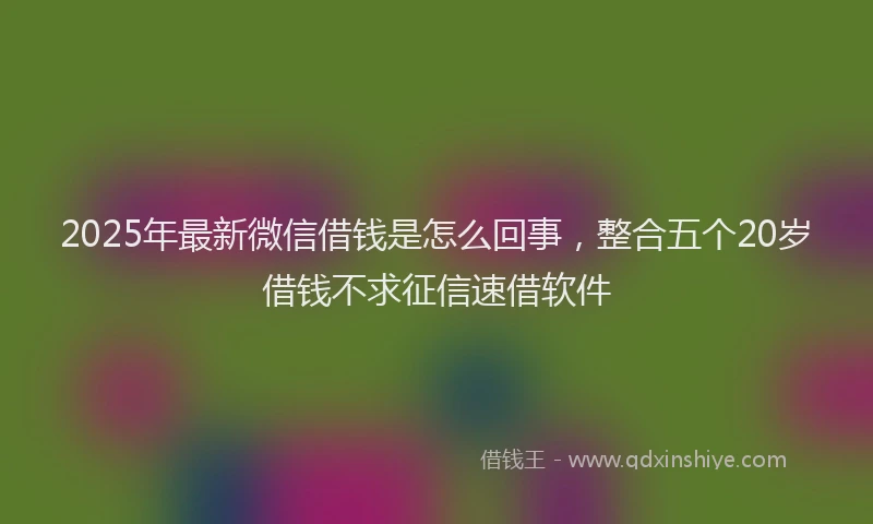 2025年最新微信借钱是怎么回事，整合五个20岁借钱不求征信速借软件