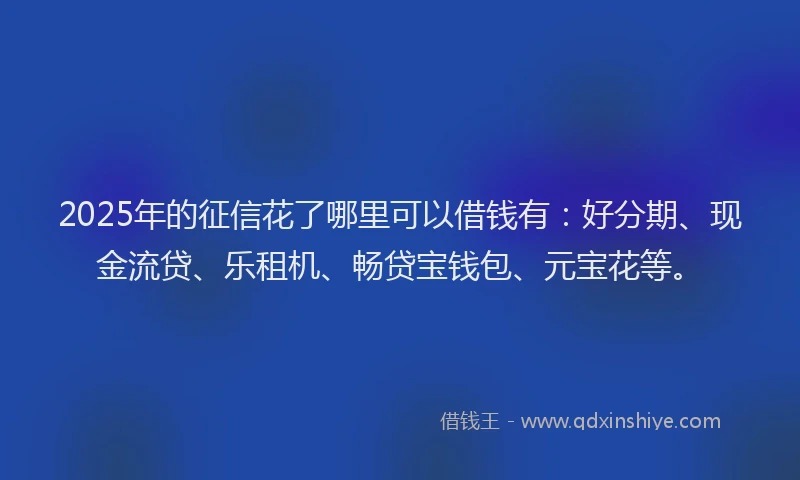 2025年的征信花了哪里可以借钱有：好分期、现金流贷、乐租机、畅贷宝钱包、元宝花等。